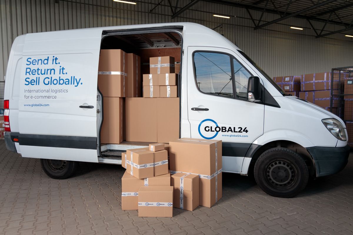 Delivery vehicle at a warehouse — illustrative image